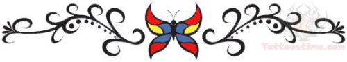 Butterfly Lowerback Tribal Tattoo Design